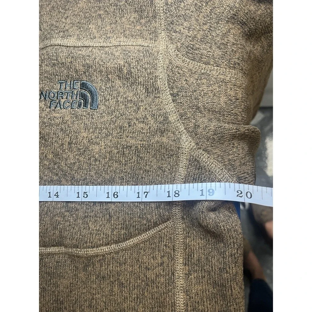 North Face Sweater Knit Quarter Zip Fleece Pullover Mens Medium Mushroom Taupe